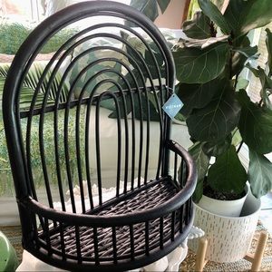 New! Black Wood Bamboo Style Wall Shelf